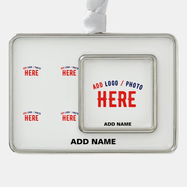 STYLISH MODERN CUSTOMIZABLE WHITE VERIFIED BRANDED SILVER PLATED FRAMED ORNAMENT (Front)