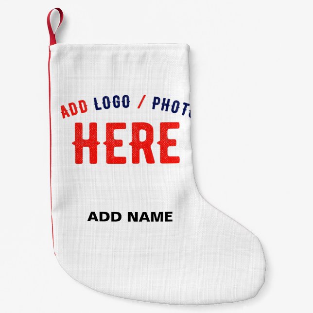 STYLISH MODERN CUSTOMIZABLE WHITE VERIFIED BRANDED SMALL CHRISTMAS STOCKING (Front)