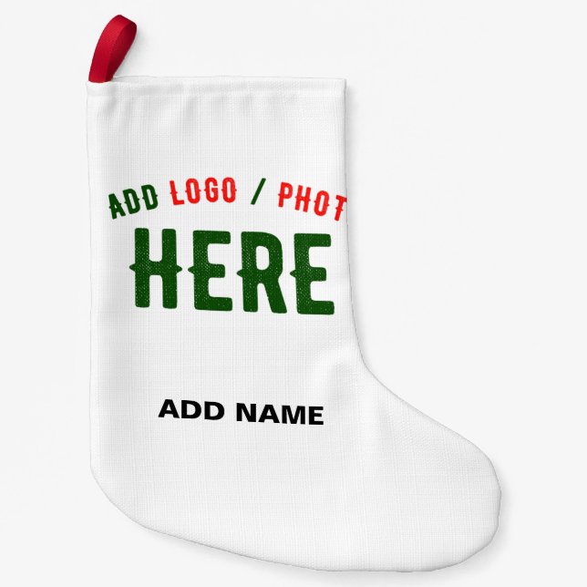 STYLISH MODERN CUSTOMIZABLE WHITE VERIFIED BRANDED SMALL CHRISTMAS STOCKING (Front)