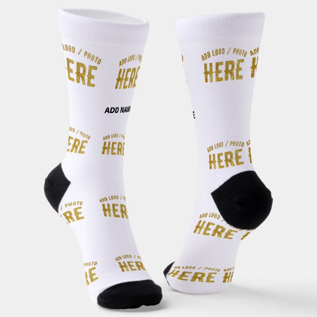 STYLISH MODERN CUSTOMIZABLE WHITE VERIFIED BRANDED SOCKS (Angled)
