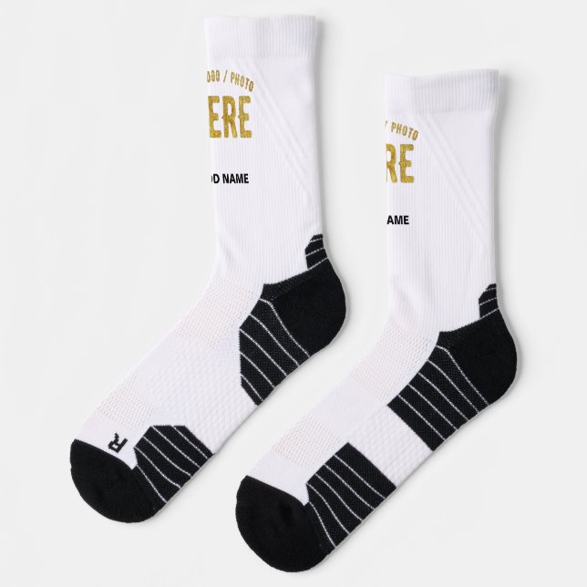STYLISH MODERN CUSTOMIZABLE WHITE VERIFIED BRANDED SOCKS (Left)