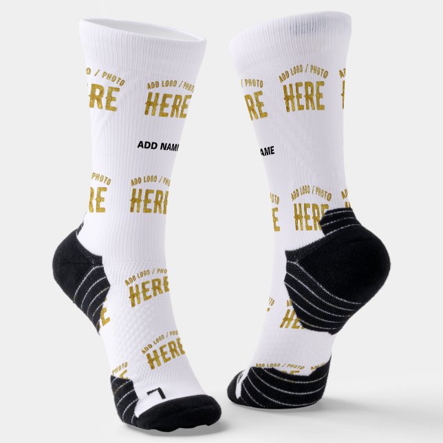 STYLISH MODERN CUSTOMIZABLE WHITE VERIFIED BRANDED SOCKS (Angled)