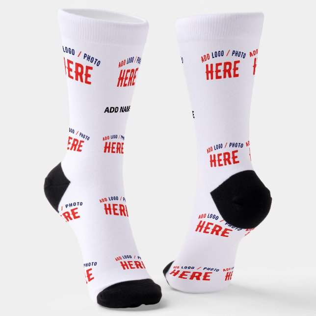 STYLISH MODERN CUSTOMIZABLE WHITE VERIFIED BRANDED SOCKS (Angled)