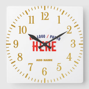 STYLISH MODERN CUSTOMIZABLE WHITE VERIFIED BRANDED SQUARE WALL CLOCK