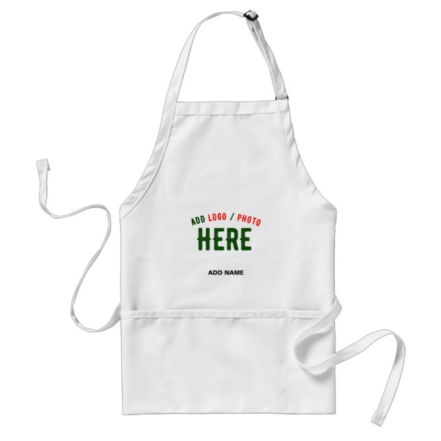 STYLISH MODERN CUSTOMIZABLE WHITE VERIFIED BRANDED STANDARD APRON (Front)