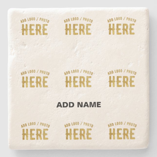 STYLISH MODERN CUSTOMIZABLE WHITE VERIFIED BRANDED STONE COASTER (Front)