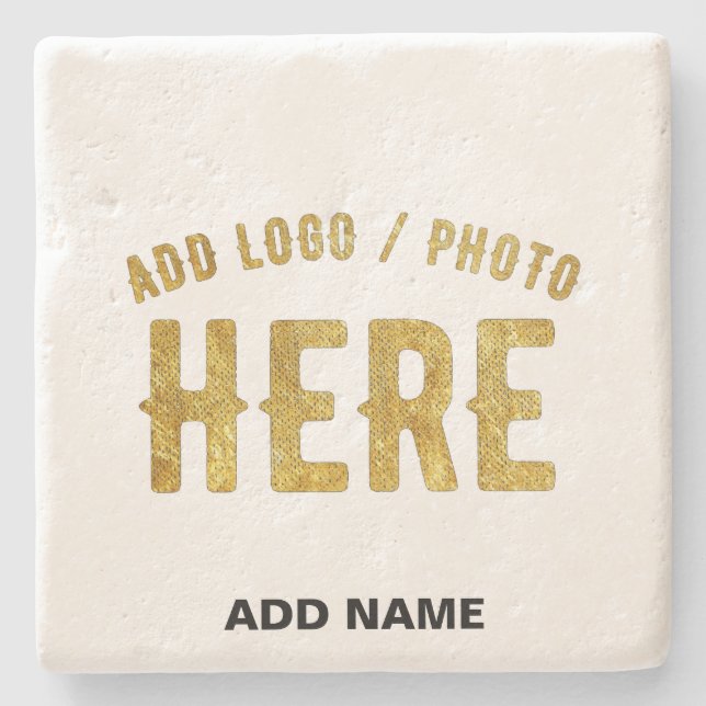STYLISH MODERN CUSTOMIZABLE WHITE VERIFIED BRANDED STONE COASTER (Front)