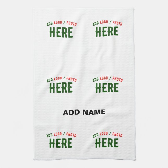 STYLISH MODERN CUSTOMIZABLE WHITE VERIFIED BRANDED TEA TOWEL (Vertical)