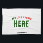STYLISH MODERN CUSTOMIZABLE WHITE VERIFIED BRANDED TEA TOWEL<br><div class="desc">THIS IS A DESIGN FITTING FOR EVERYONE.YOU CAN CHANGE, RESIZE OR ADD LOGO, PHOTO, TEXT AND COLOURS THE WAY YOU LIKE.THANK YOU.</div>