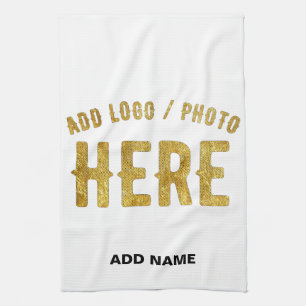 STYLISH MODERN CUSTOMIZABLE WHITE VERIFIED BRANDED TEA TOWEL