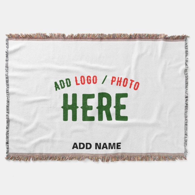 STYLISH MODERN CUSTOMIZABLE WHITE VERIFIED BRANDED THROW BLANKET (Front)