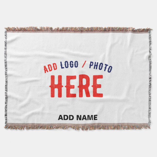 STYLISH MODERN CUSTOMIZABLE WHITE VERIFIED BRANDED THROW BLANKET (Front)