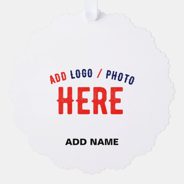 STYLISH MODERN CUSTOMIZABLE WHITE VERIFIED BRANDED TREE DECORATION CARD (Front)