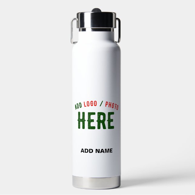 STYLISH MODERN CUSTOMIZABLE WHITE VERIFIED BRANDED WATER BOTTLE (Front)