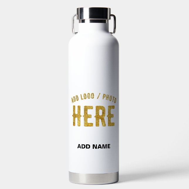 STYLISH MODERN CUSTOMIZABLE WHITE VERIFIED BRANDED WATER BOTTLE (Front)