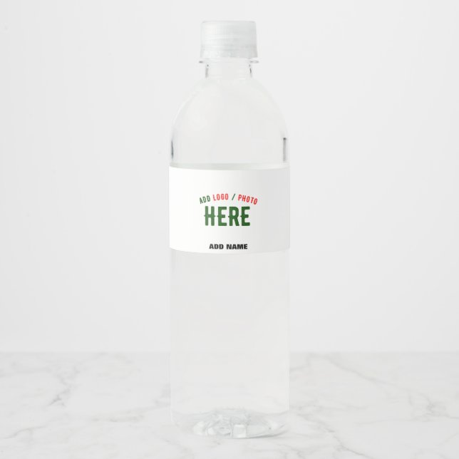 STYLISH MODERN CUSTOMIZABLE WHITE VERIFIED BRANDED WATER BOTTLE LABEL (Front)