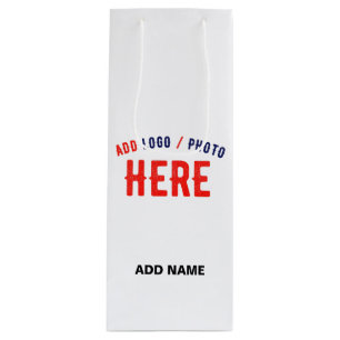 STYLISH MODERN CUSTOMIZABLE WHITE VERIFIED BRANDED WINE GIFT BAG