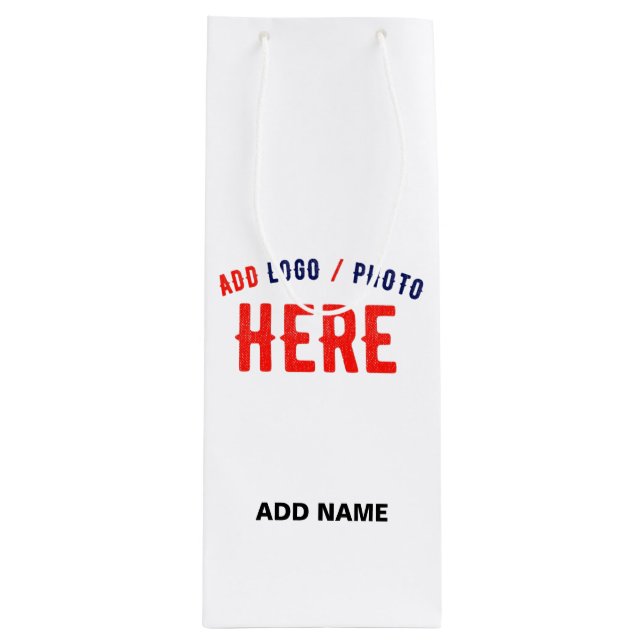 STYLISH MODERN CUSTOMIZABLE WHITE VERIFIED BRANDED WINE GIFT BAG (Front)