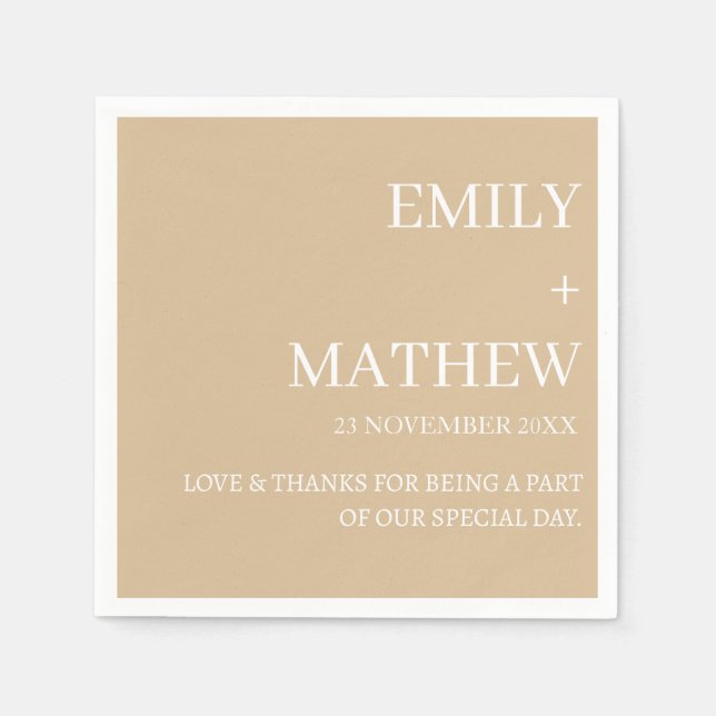STYLISH MODERN CUSTOMIZED ELEGANT CLASSIC WEDDING  NAPKIN (Front)