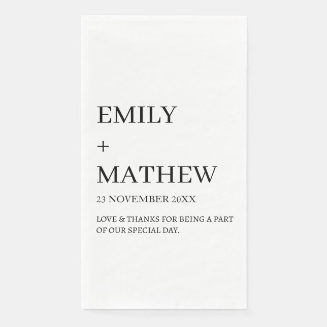 STYLISH MODERN CUSTOMIZED ELEGANT CLASSIC WEDDING  NAPKIN (Front)