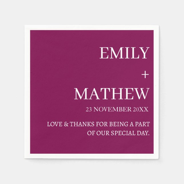 STYLISH MODERN CUSTOMIZED ELEGANT CLASSIC WEDDING  NAPKIN (Front)