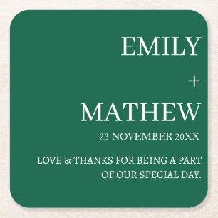 STYLISH MODERN CUSTOMIZED ELEGANT CLASSIC WEDDING  SQUARE PAPER COASTER