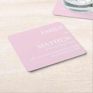 STYLISH MODERN CUSTOMIZED ELEGANT CLASSIC WEDDING  SQUARE PAPER COASTER