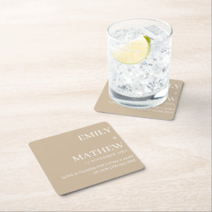 STYLISH MODERN CUSTOMIZED ELEGANT CLASSIC WEDDING  SQUARE PAPER COASTER