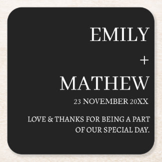 STYLISH MODERN CUSTOMIZED ELEGANT CLASSIC WEDDING SQUARE PAPER COASTER