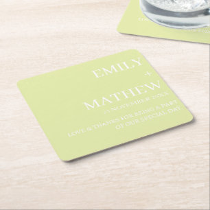 STYLISH MODERN CUSTOMIZED ELEGANT CLASSIC WEDDING  SQUARE PAPER COASTER