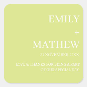 STYLISH MODERN CUSTOMIZED ELEGANT CLASSIC WEDDING SQUARE STICKER