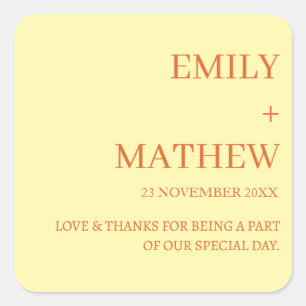 STYLISH MODERN CUSTOMIZED ELEGANT CLASSIC WEDDING  SQUARE STICKER