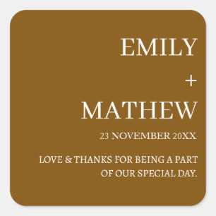 STYLISH MODERN CUSTOMIZED ELEGANT CLASSIC WEDDING  SQUARE STICKER