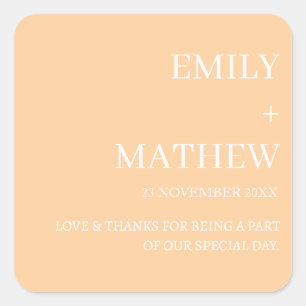 STYLISH MODERN CUSTOMIZED ELEGANT CLASSIC WEDDING  SQUARE STICKER