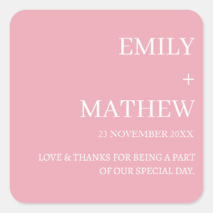 STYLISH MODERN CUSTOMIZED ELEGANT CLASSIC WEDDING SQUARE STICKER