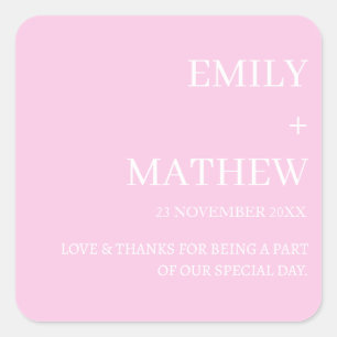 STYLISH MODERN CUSTOMIZED ELEGANT CLASSIC WEDDING  SQUARE STICKER