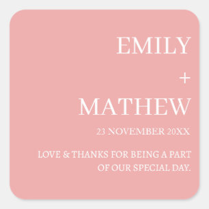 STYLISH MODERN CUSTOMIZED ELEGANT CLASSIC WEDDING  SQUARE STICKER