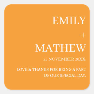 STYLISH MODERN CUSTOMIZED ELEGANT CLASSIC WEDDING  SQUARE STICKER
