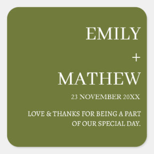 STYLISH MODERN CUSTOMIZED ELEGANT CLASSIC WEDDING SQUARE STICKER