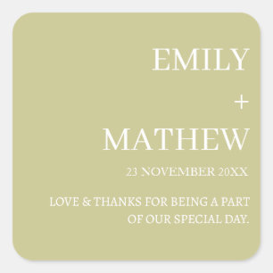 STYLISH MODERN CUSTOMIZED ELEGANT CLASSIC WEDDING SQUARE STICKER