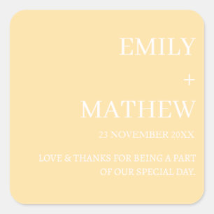STYLISH MODERN CUSTOMIZED ELEGANT CLASSIC WEDDING SQUARE STICKER