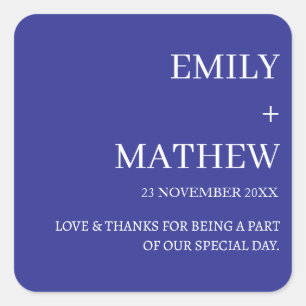 STYLISH MODERN CUSTOMIZED ELEGANT CLASSIC WEDDING SQUARE STICKER