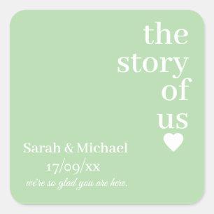 STYLISH MODERN CUSTOMIZED NAME CLASSIC WEDDING  SQUARE STICKER