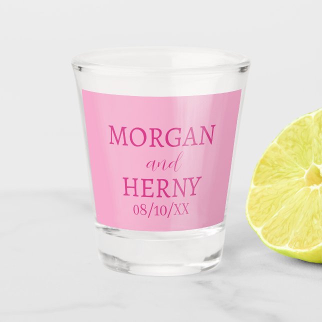  STYLISH MODERN CUSTOMIZED NAME WEDDING  SHOT GLASS (Front)