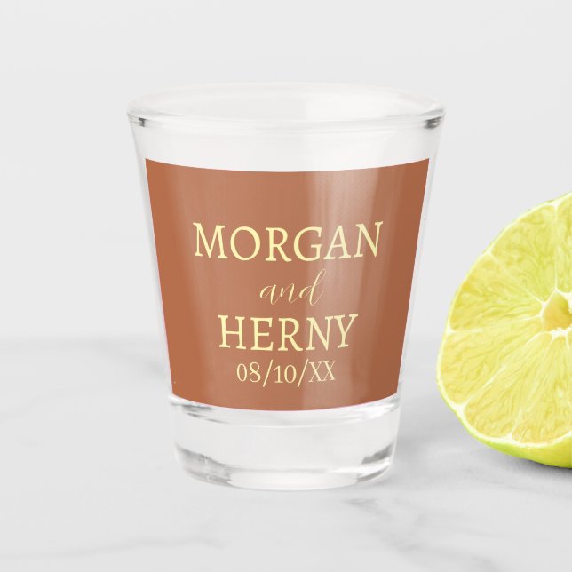  STYLISH MODERN CUSTOMIZED NAME WEDDING  SHOT GLASS (Front)