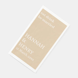 STYLISH MODERN CUSTOMIZED SCRIPT KHAKI WEDDING  NAPKIN