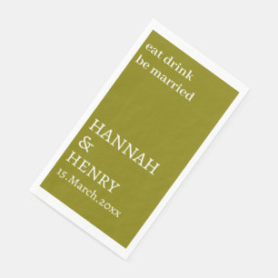 STYLISH MODERN CUSTOMIZED SCRIPT OLIVE WEDDING  NAPKIN
