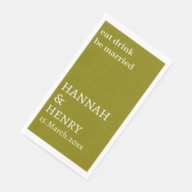 STYLISH MODERN CUSTOMIZED SCRIPT OLIVE WEDDING  NAPKIN (Corner)