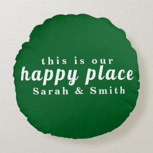 STYLISH MODERN CUSTOMIZED WEDDING COUPLE NAME ROUND CUSHION