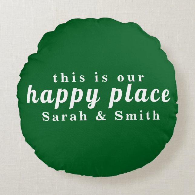 STYLISH MODERN CUSTOMIZED WEDDING COUPLE NAME  ROUND CUSHION (Front)